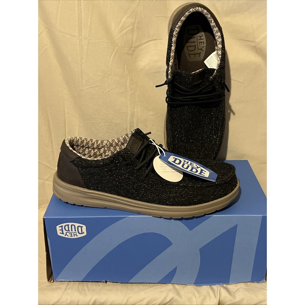 Hey Dude Men's Size 9M Paul Knit Black & Charcoal New With Tags